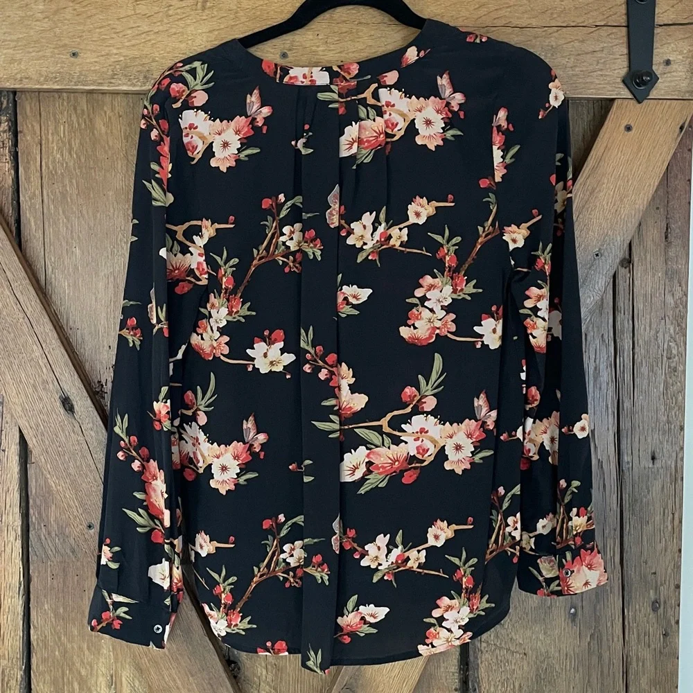 Joie Size Small Black Floral Print Blouse - Picture 5 of 7